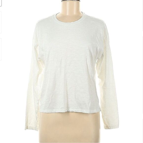 Pact 100% Organic Cotton White Ivory Basic Minimalist Long Sleeve Tee Medium - Picture 1 of 8